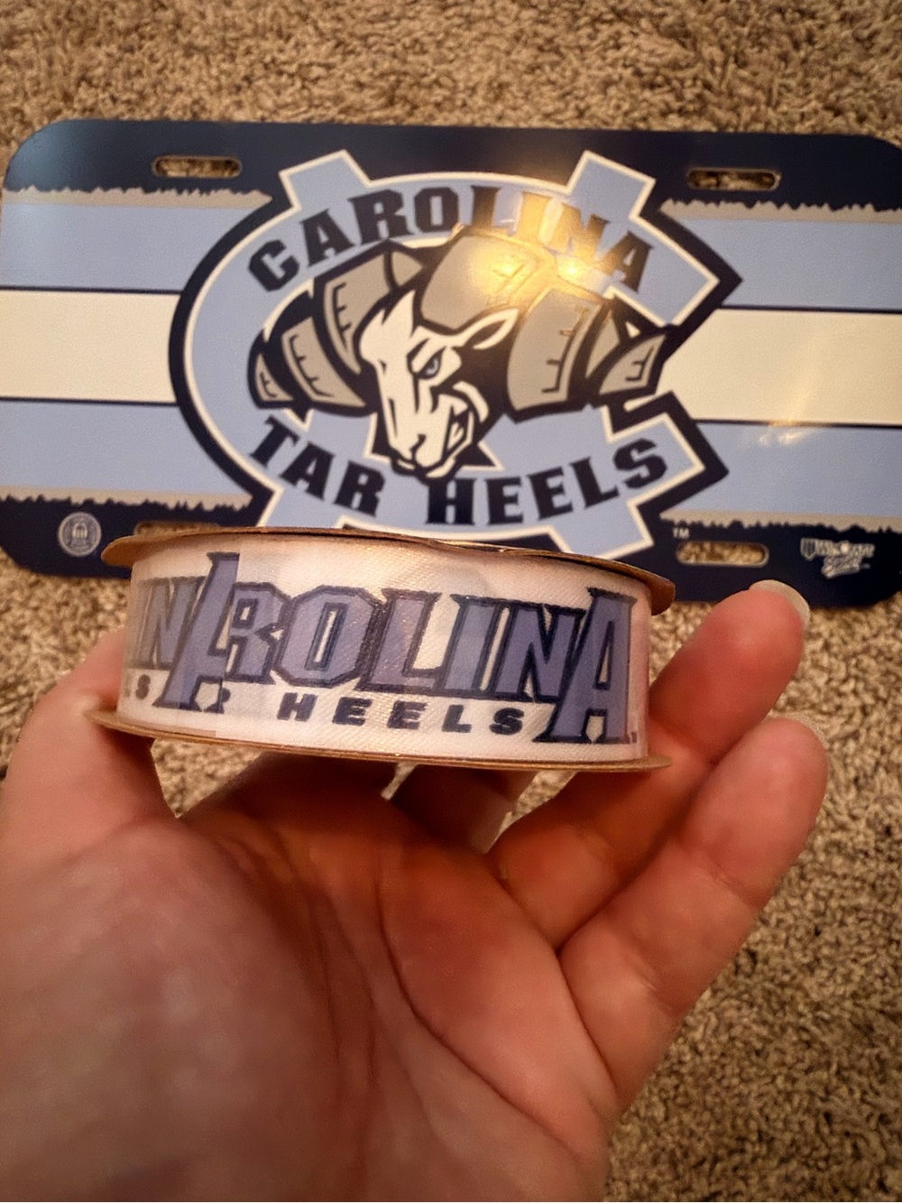 UNC Tar Heels License Plate + Ribbon Bundle